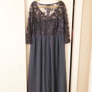 Plus size floor length blue dress